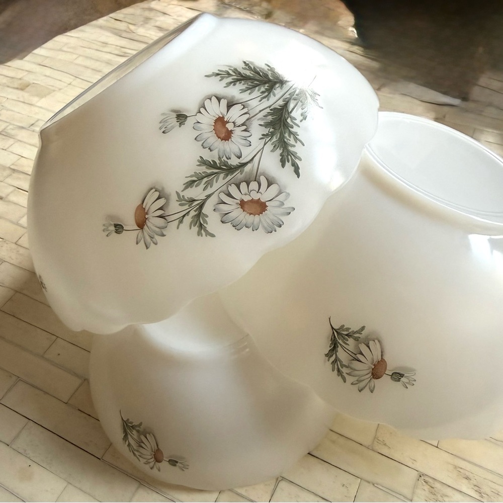 Vintage Arcopal Marguerite 3 pc bowl Serveware Set arcopal Daisy VTG kitchenware